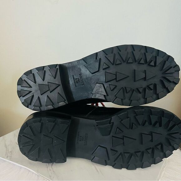 SCHUTZ Patent Leather Hiking Boots Booties, Red Laces/Black, Size 6.5, NWOT - Picture 11 of 17